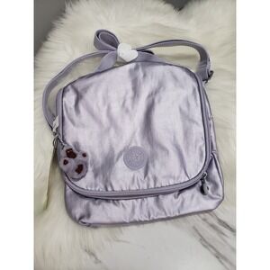 NEW Kipling New Kichirou Lunch Bag Metallic Purple NWT LIGHT LILAC LENORE